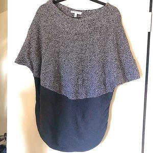 Chaus 90s vintage colorblock gray black shirt sleeve knit top